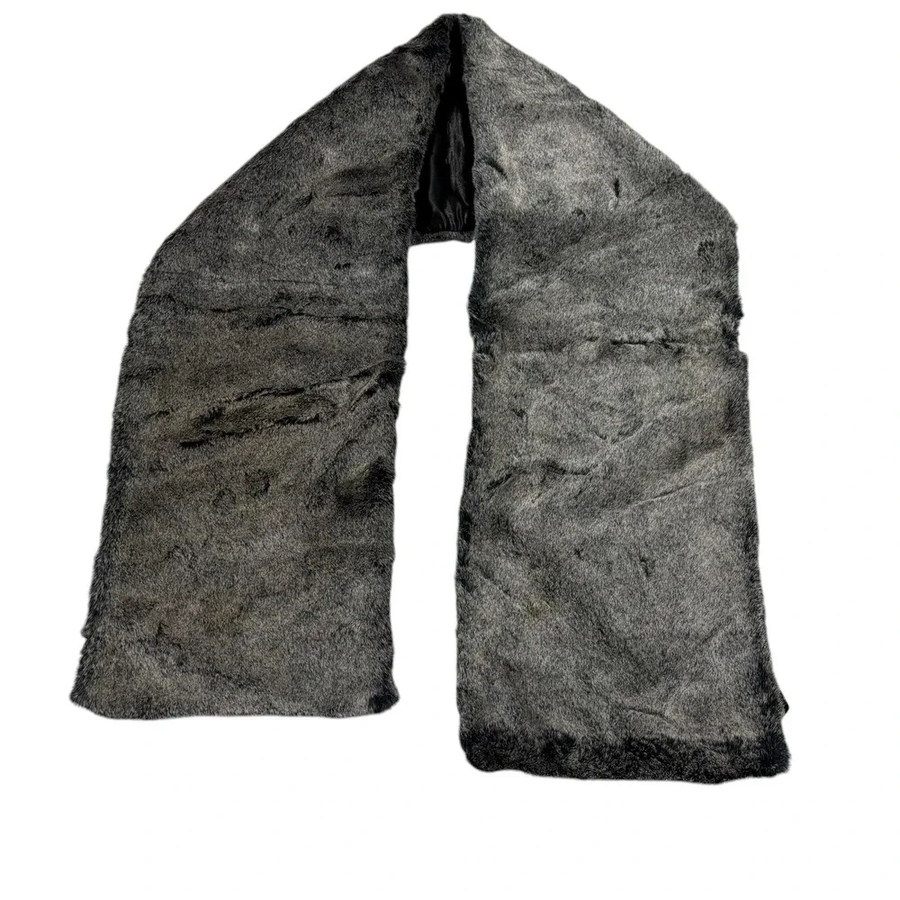 Faux Fur Black Brown Rectangular Neck Scarf Neck Warmer Size‎ 25